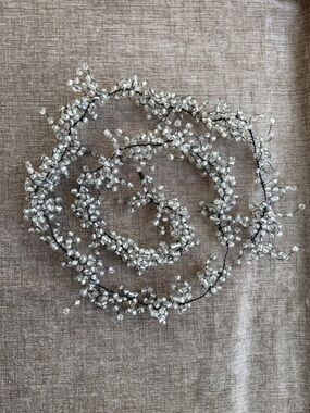 RARE Pottery Barn Silver Pepperberry Glass Bead Garland